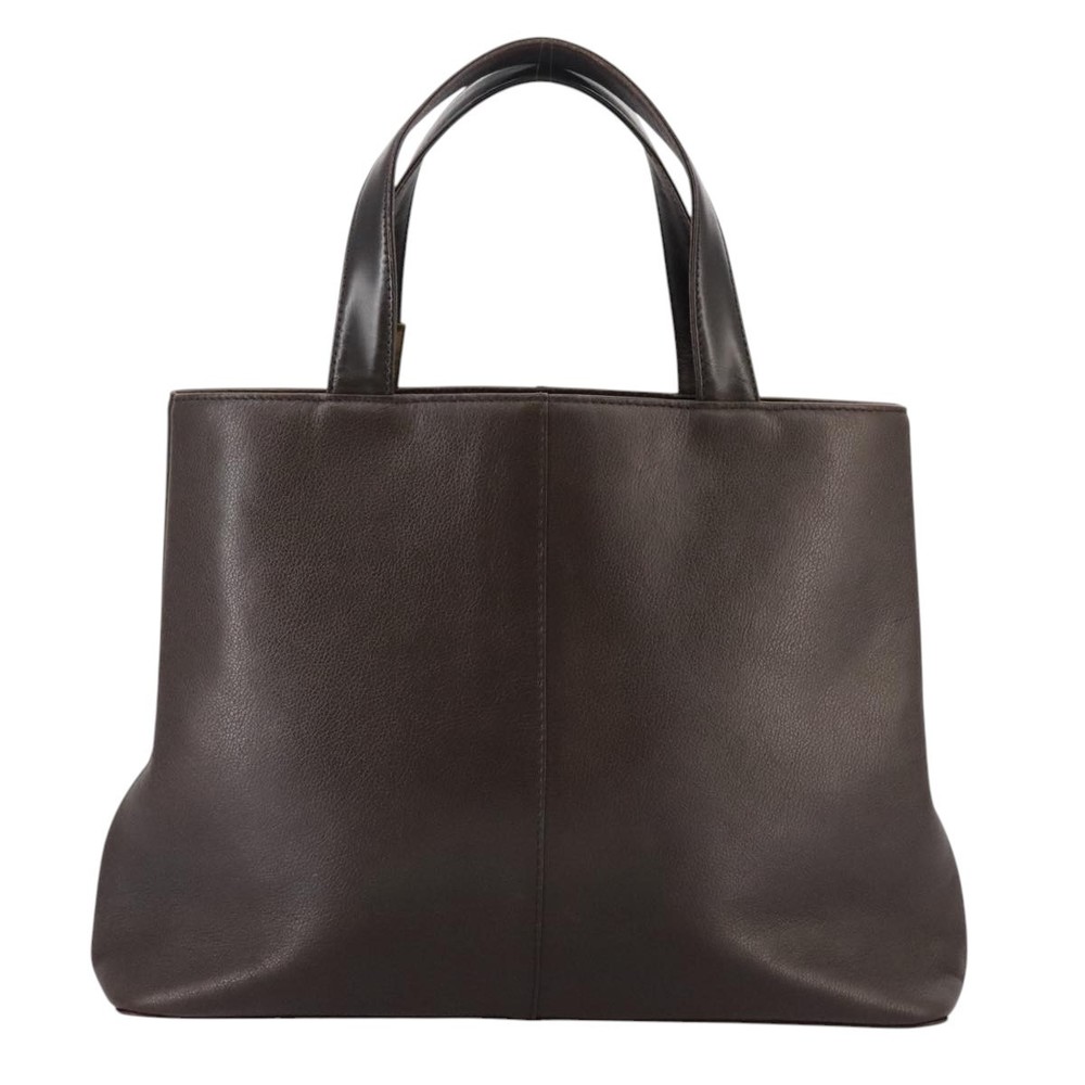 BURBERRY Tote Bag Leather Brown Gold Auth hk1954 - Picture 3 of 16
